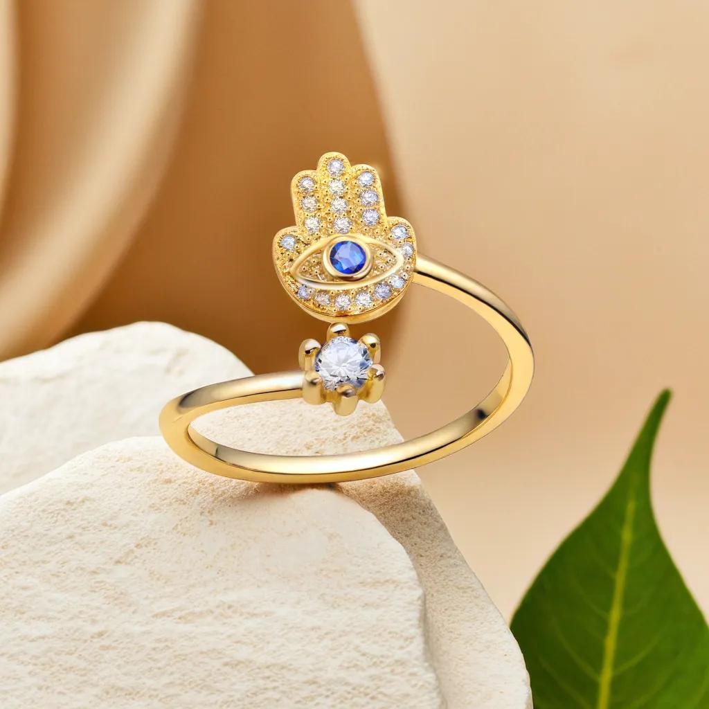 Evil Eye Bracelet - Yiluocd hamsa mão ajustável anéis turco