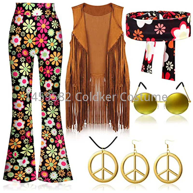 Traje hippie feminino paz amor - Women'S Accessories In The 70S avaliação e preço