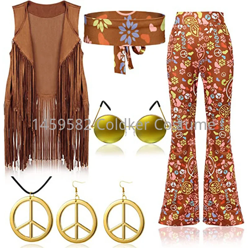 Traje hippie feminino paz amor - Women'S Accessories In The 70S avaliação e preço