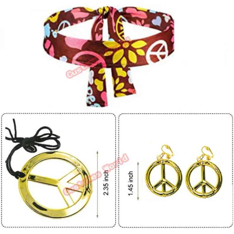 Paz amor feminino festa 60s 70 - Women'S Accessories In The 70S avaliação e preço